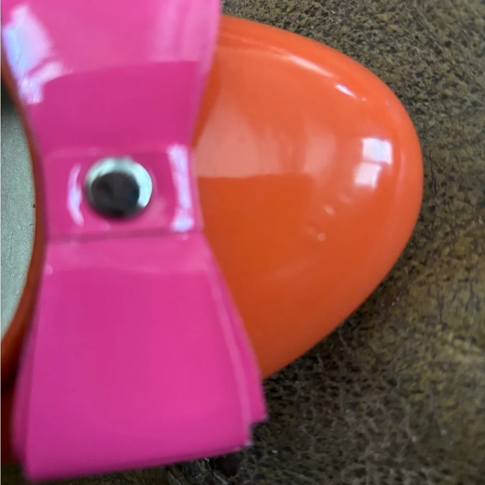 Liz Claiborne flats.  Patent leather orange and pink - Picture 5 of 6
